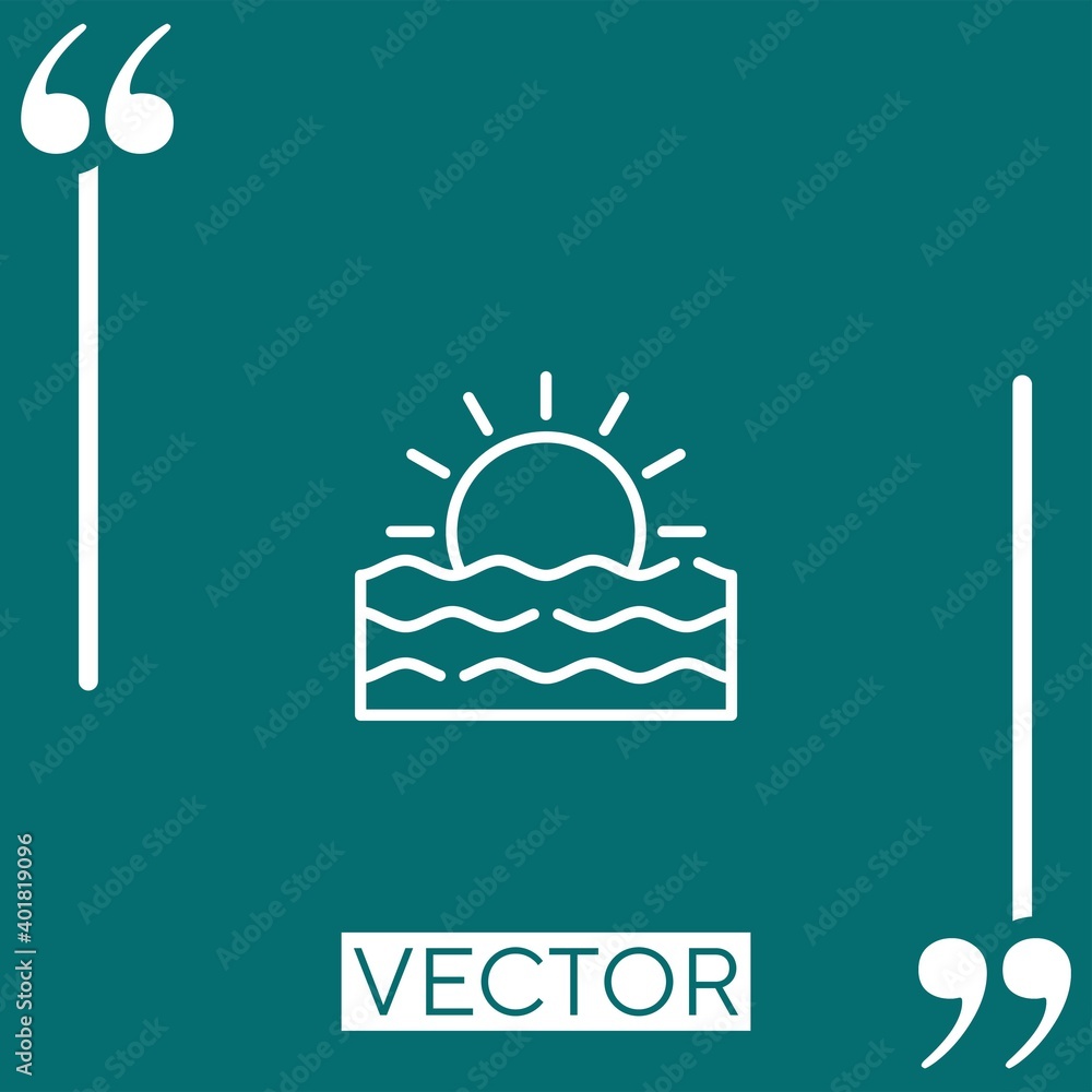 Poster sunset vector icon linear icon. editable stroke line