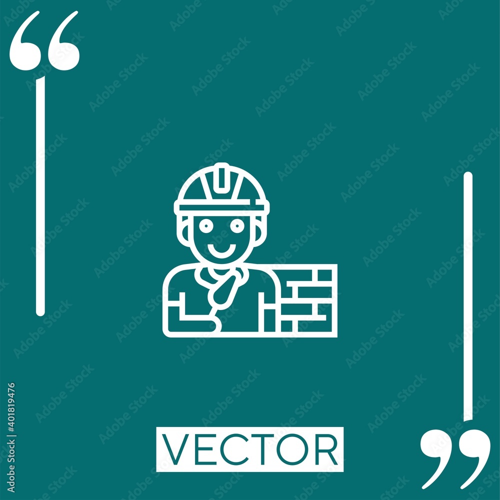 Poster worker vector icon linear icon. editable stroke line