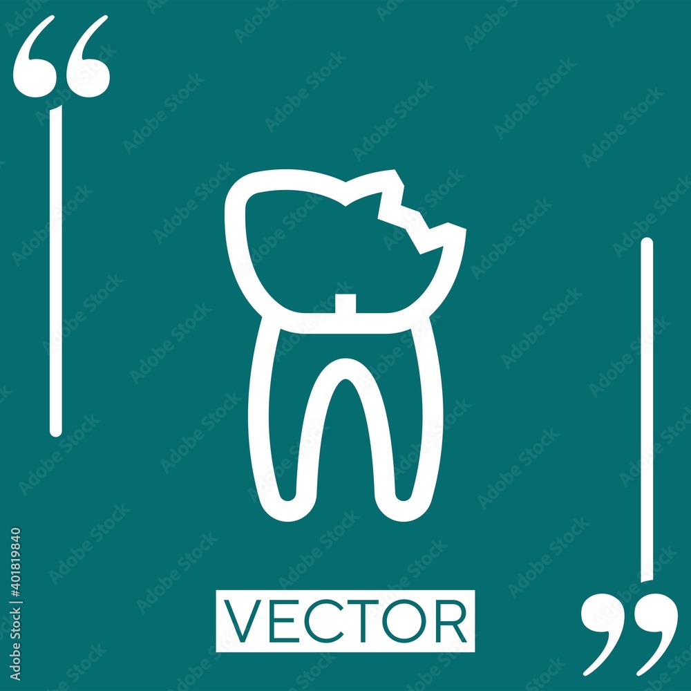 Poster broken tooth vector icon linear icon. editable stroke line