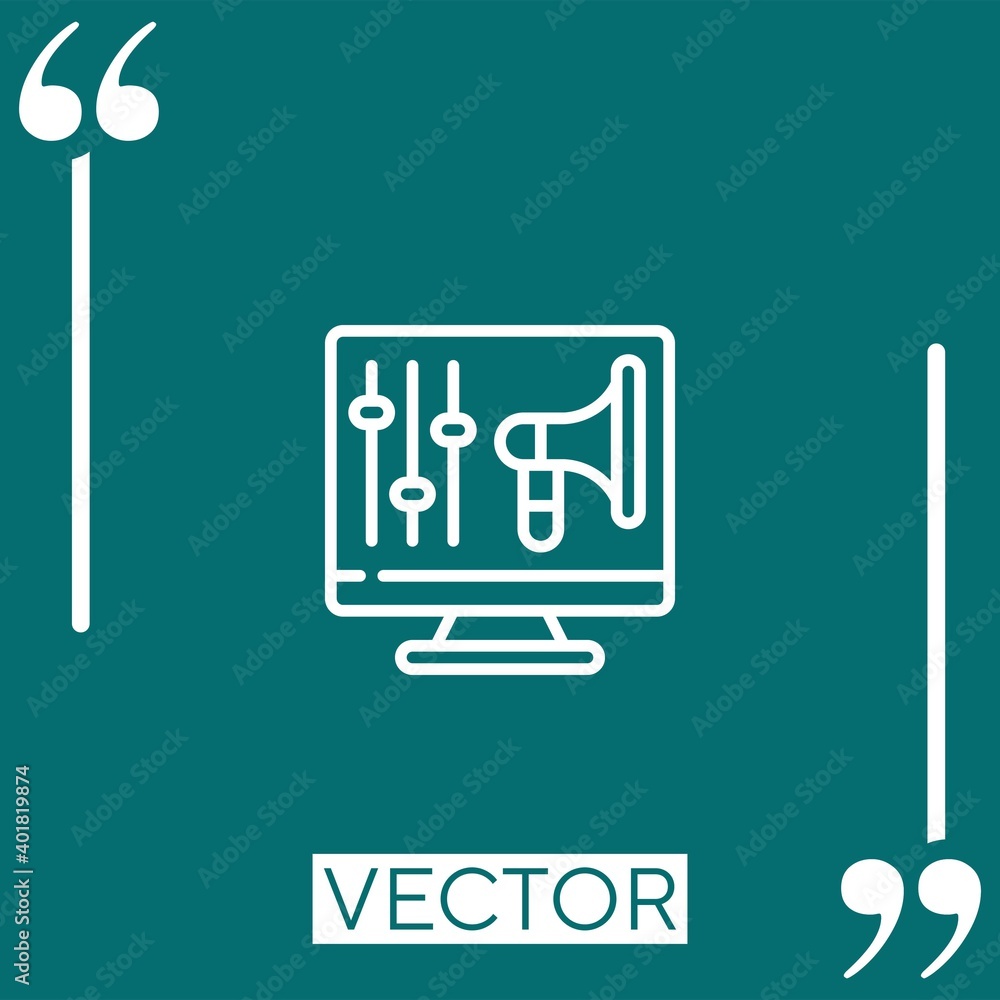 Poster computer vector icon linear icon. editable stroke line