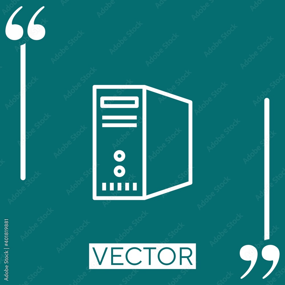 Poster cpu tower vector icon linear icon. editable stroke line