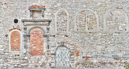 Old bricked up castle chapel in Bavaria, Germany.