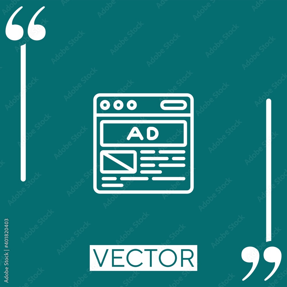 Poster web browser vector icon linear icon. editable stroke line