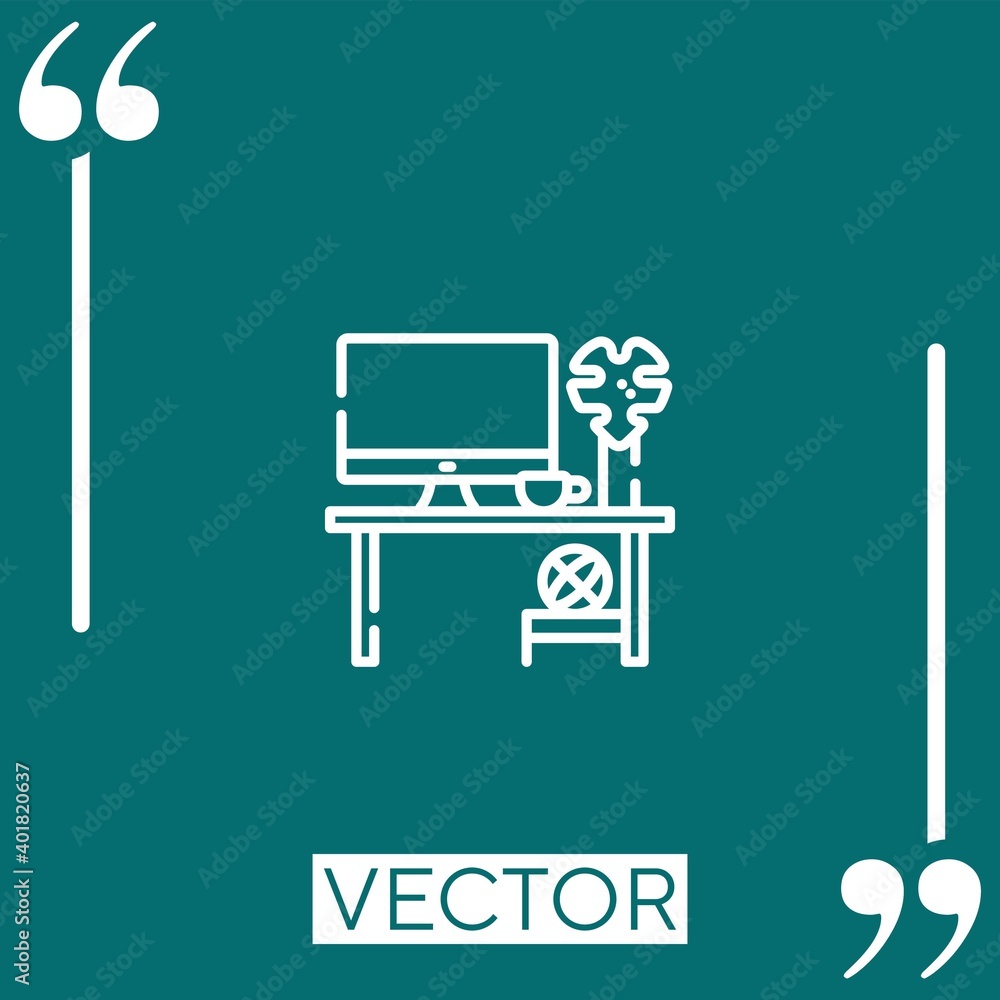 Poster work table vector icon linear icon. editable stroke line