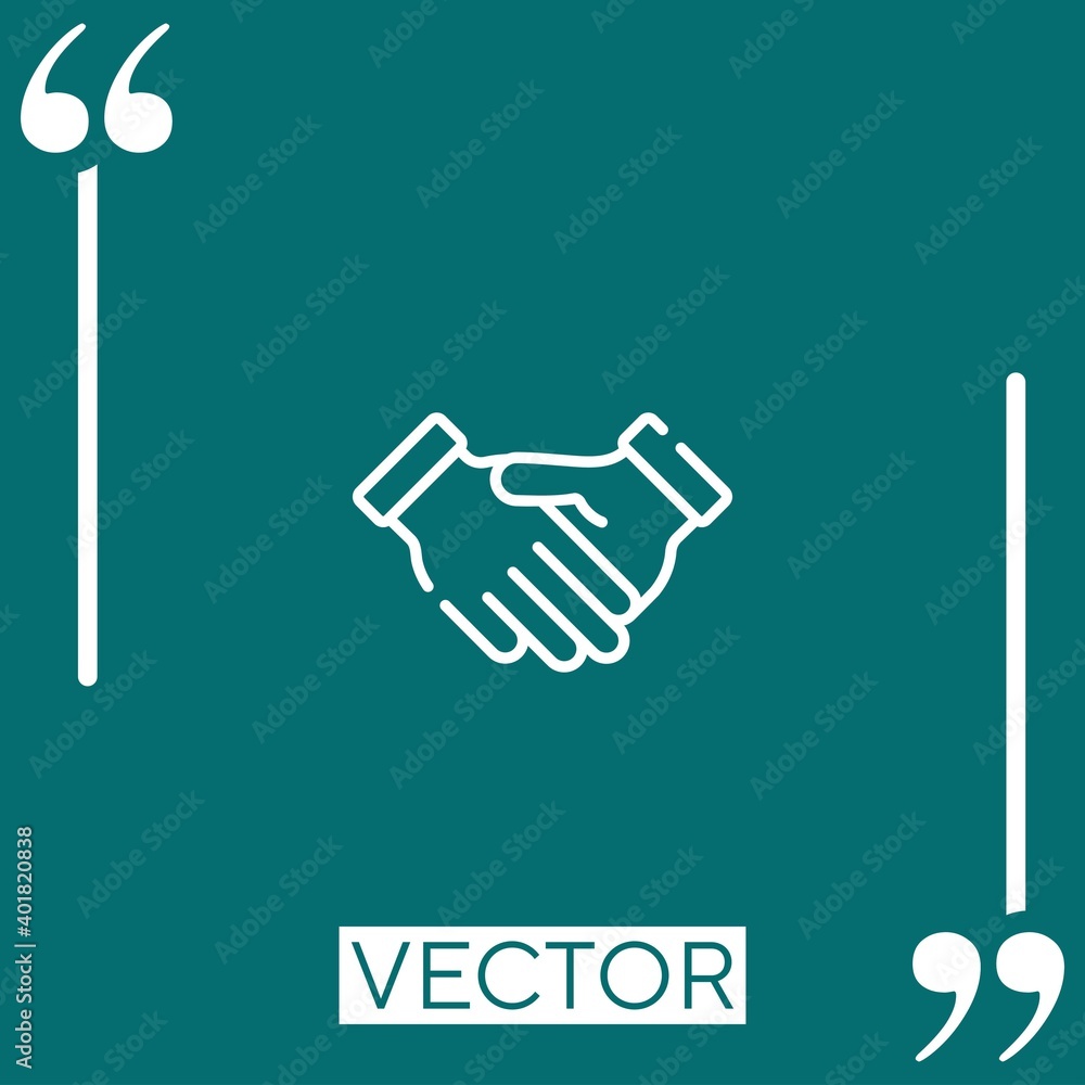 Poster shake hands vector icon linear icon. editable stroke line