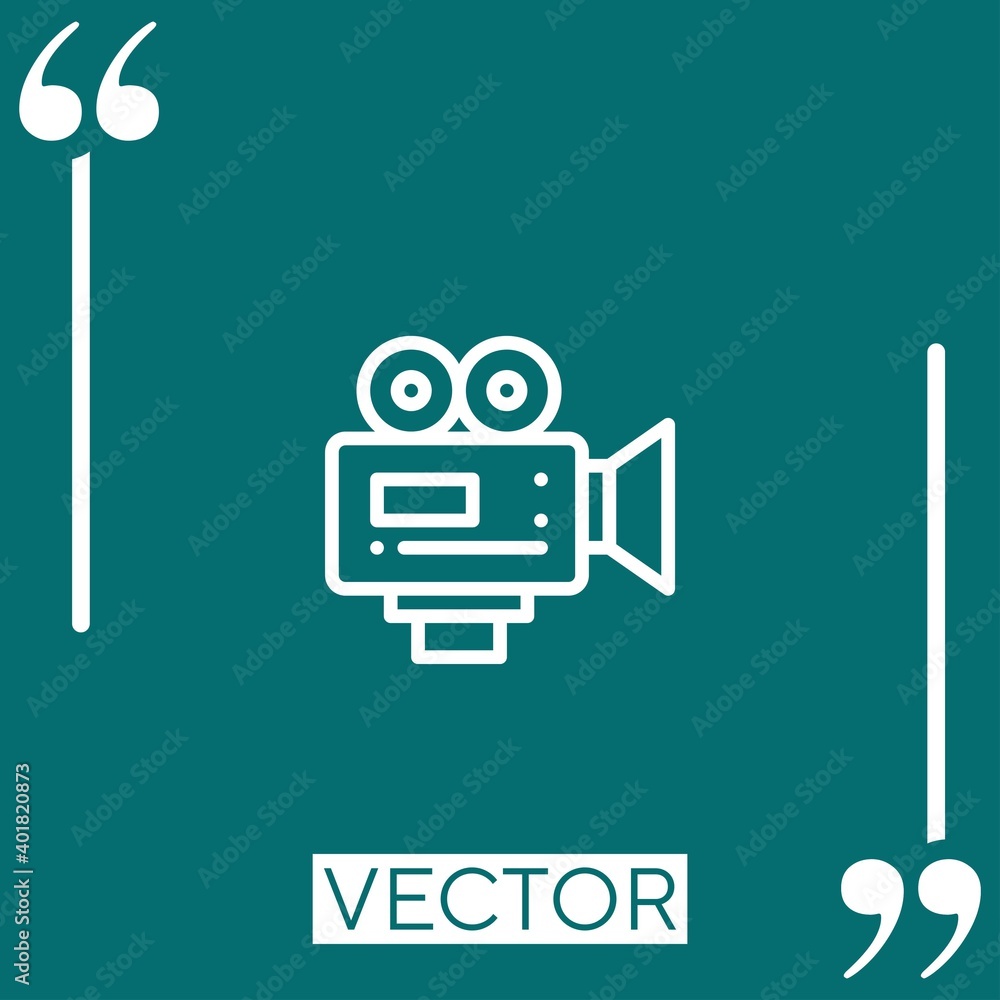 Poster video camera vector icon linear icon. editable stroke line