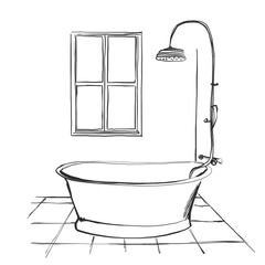 Hand drawn Bathroom. Sketch interior