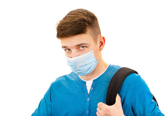 Young Man in Flu Mask