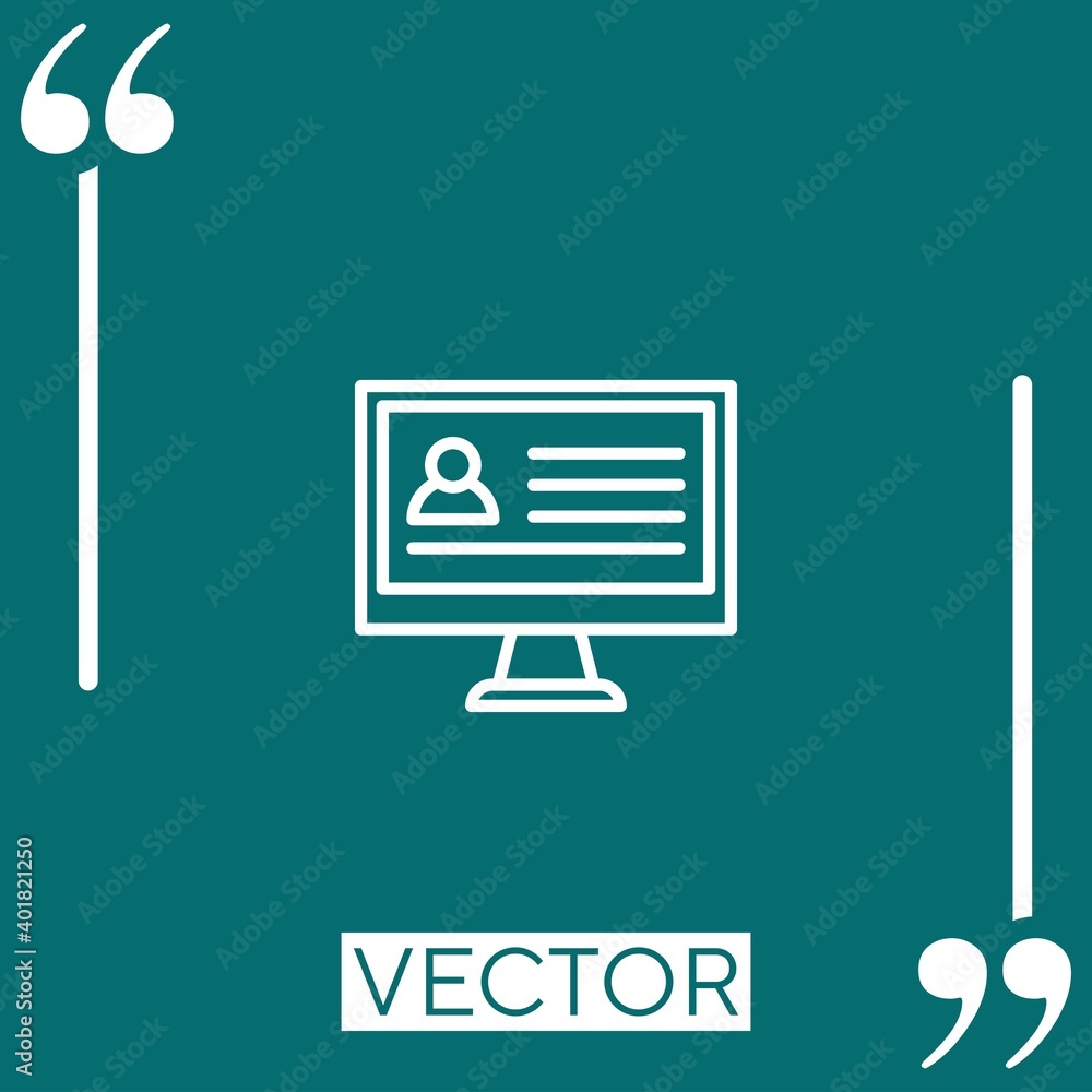 Poster computer vector icon linear icon. editable stroke line