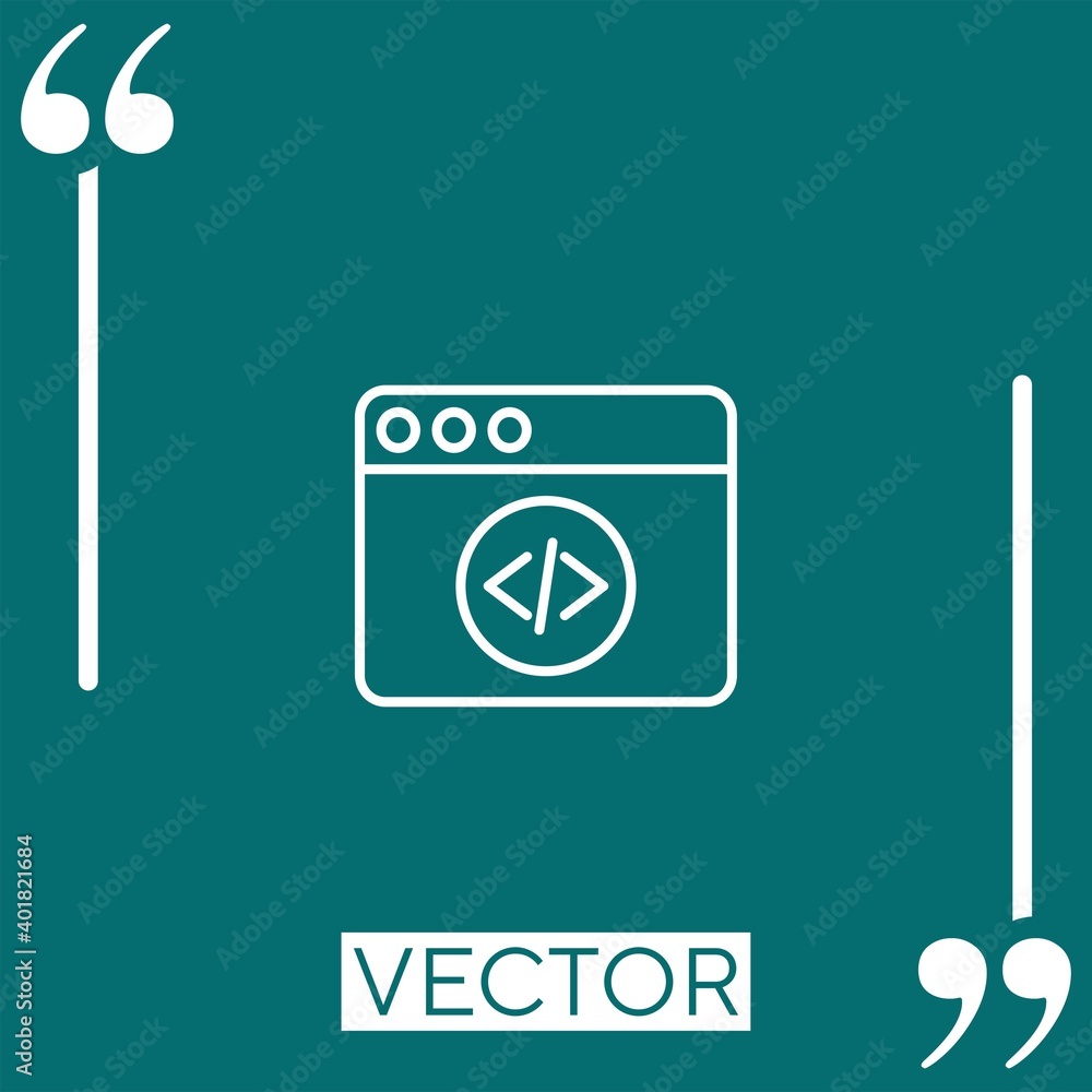 Poster web coding vector icon linear icon. editable stroke line