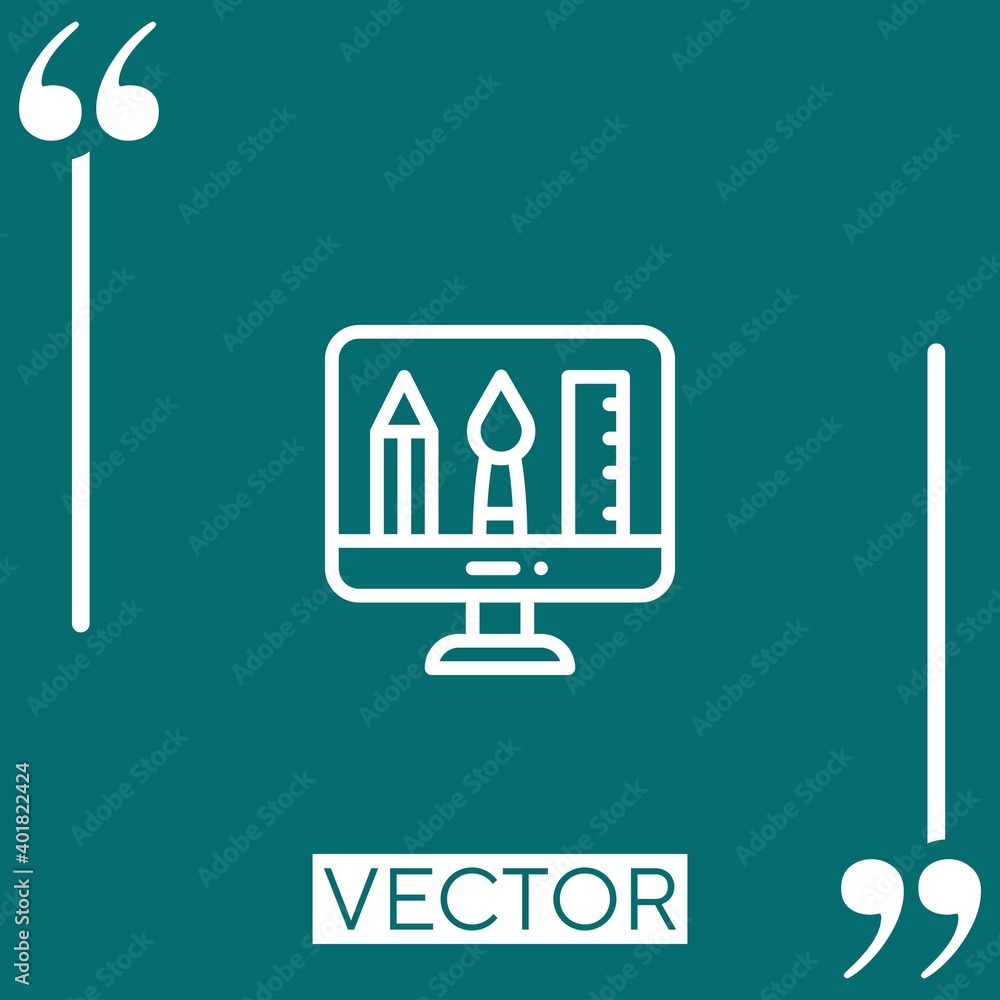 Poster computer vector icon linear icon. editable stroke line