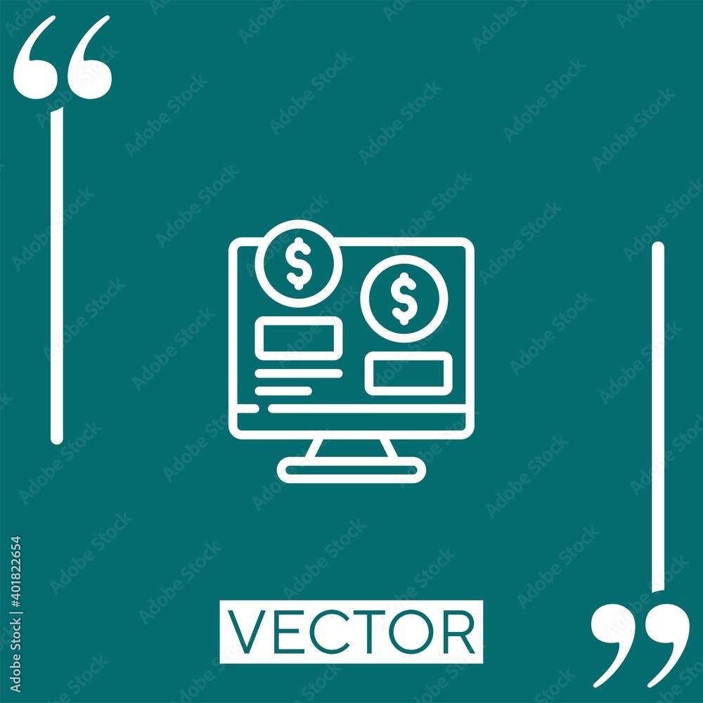 Poster computer vector icon linear icon. editable stroke line