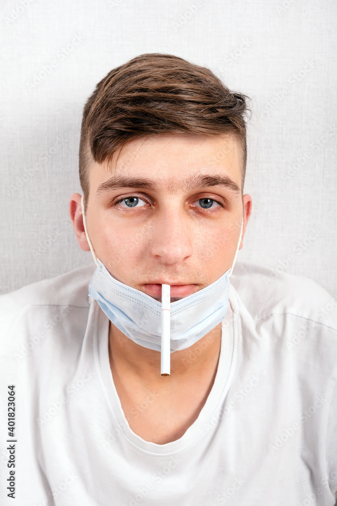 Sticker young man with a cigarette