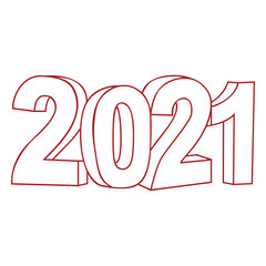 New Years 2021 3D outline design.  Doodle Art.