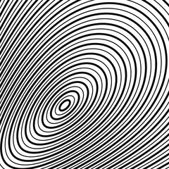 Abstract black oblique concentric stripes. Vector illustration. Design element for logo, sign, symbol, tattoo, web pages, prints, posters, template, monochrome pattern and abstract background