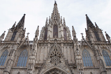 Fototapeta na wymiar Barcelona, Gothic Quarter, The Cathedral of the Holy Cross and Saint Eulalia, Spain