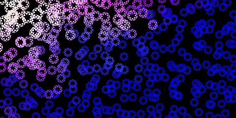 Dark pink, blue vector background with bubbles.
