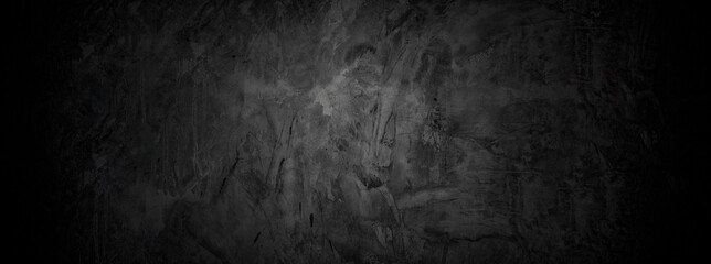 Old wall texture cement dark black gray panorama background abstract grey color design are light with white gradient background.