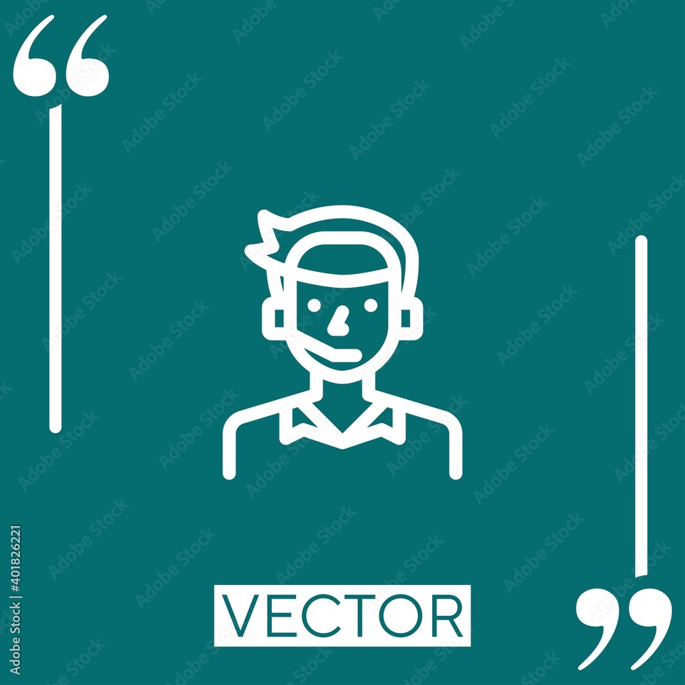 Poster call center agent vector icon linear icon. editable stroke line