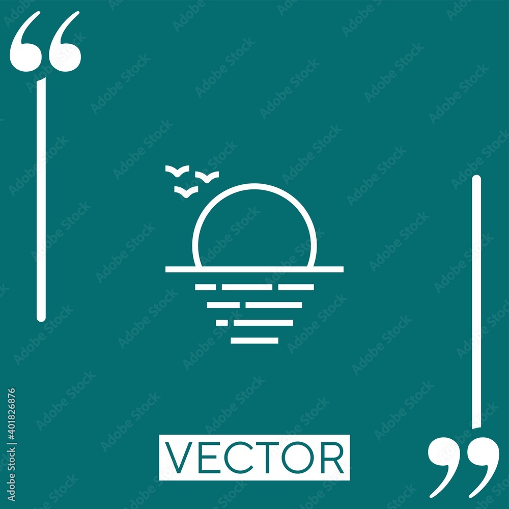 Poster sunset vector icon linear icon. editable stroked line