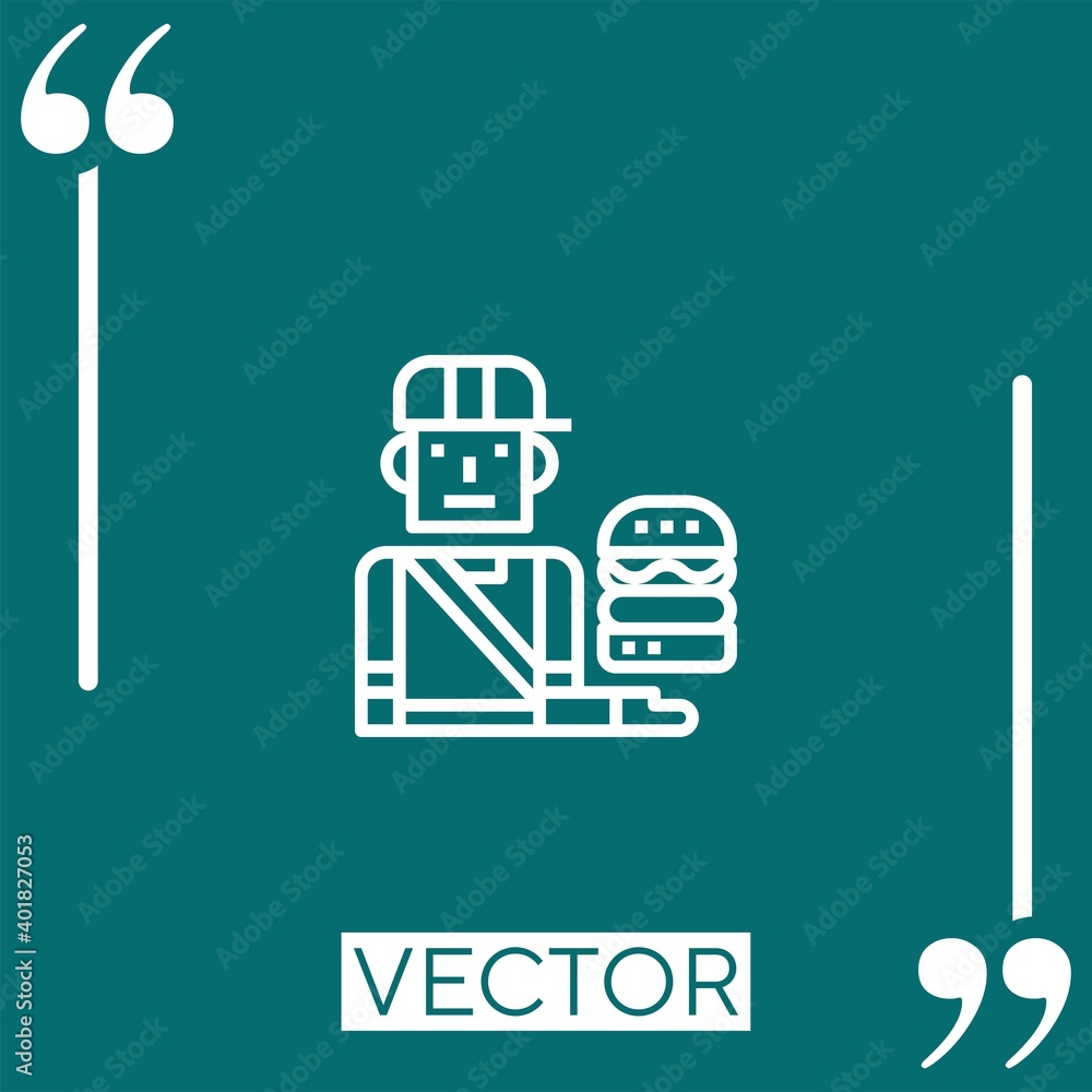 Poster delivery man vector icon linear icon. editable stroked line