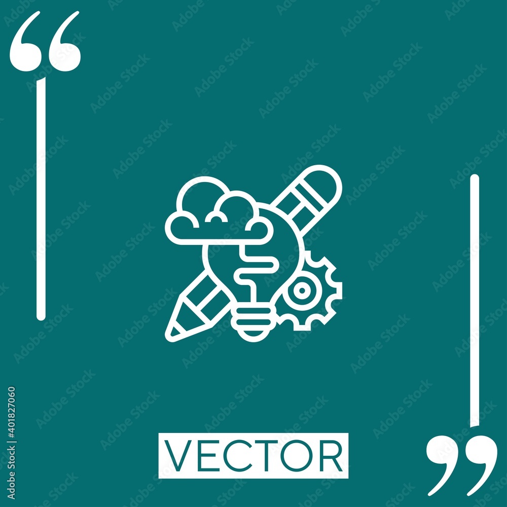 Poster design thinking vector icon linear icon. editable stroked line