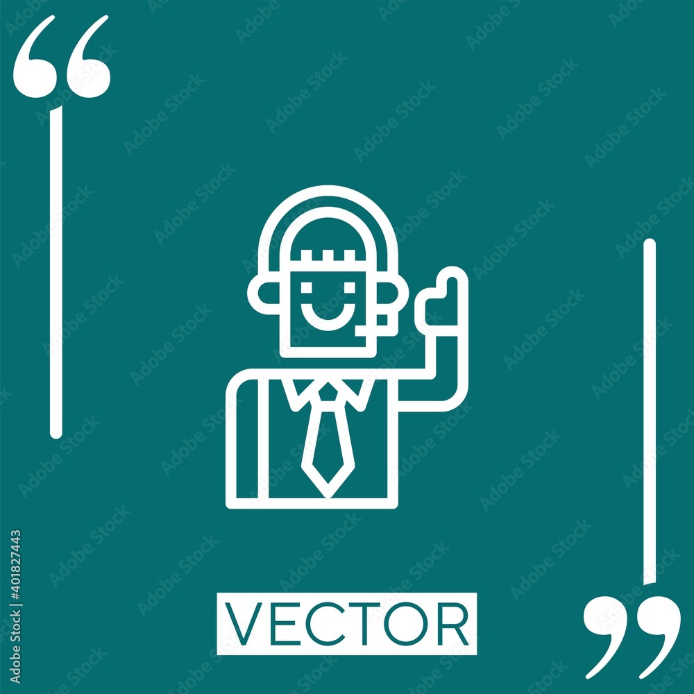 Poster call center agent vector icon linear icon. editable stroked line