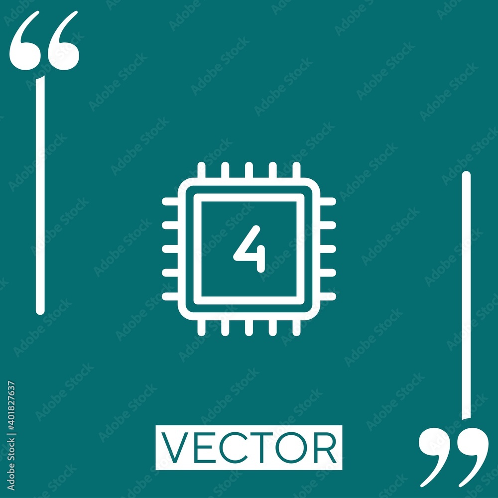 Poster cpu vector icon linear icon. editable stroke line