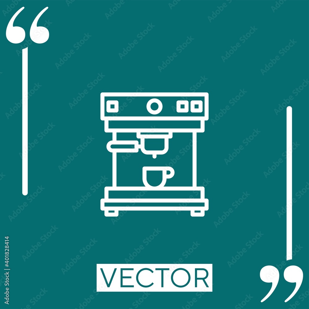 Poster coffee machine vector icon linear icon. editable stroke line