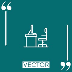 desk vector icon Linear icon. Editable stroke line