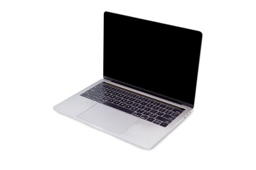 Right  side view Laptop computer isolated on a white background with clipping path