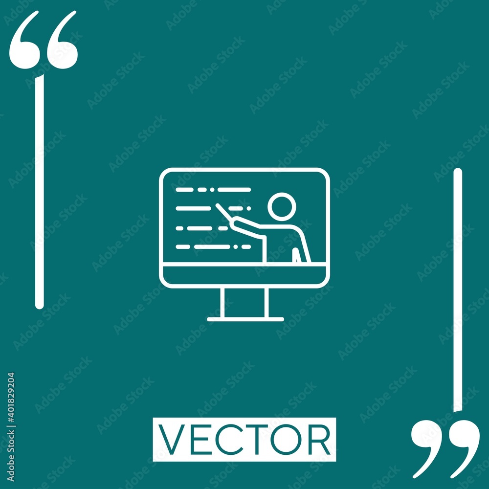 Poster online learning vector icon linear icon. editable stroke line