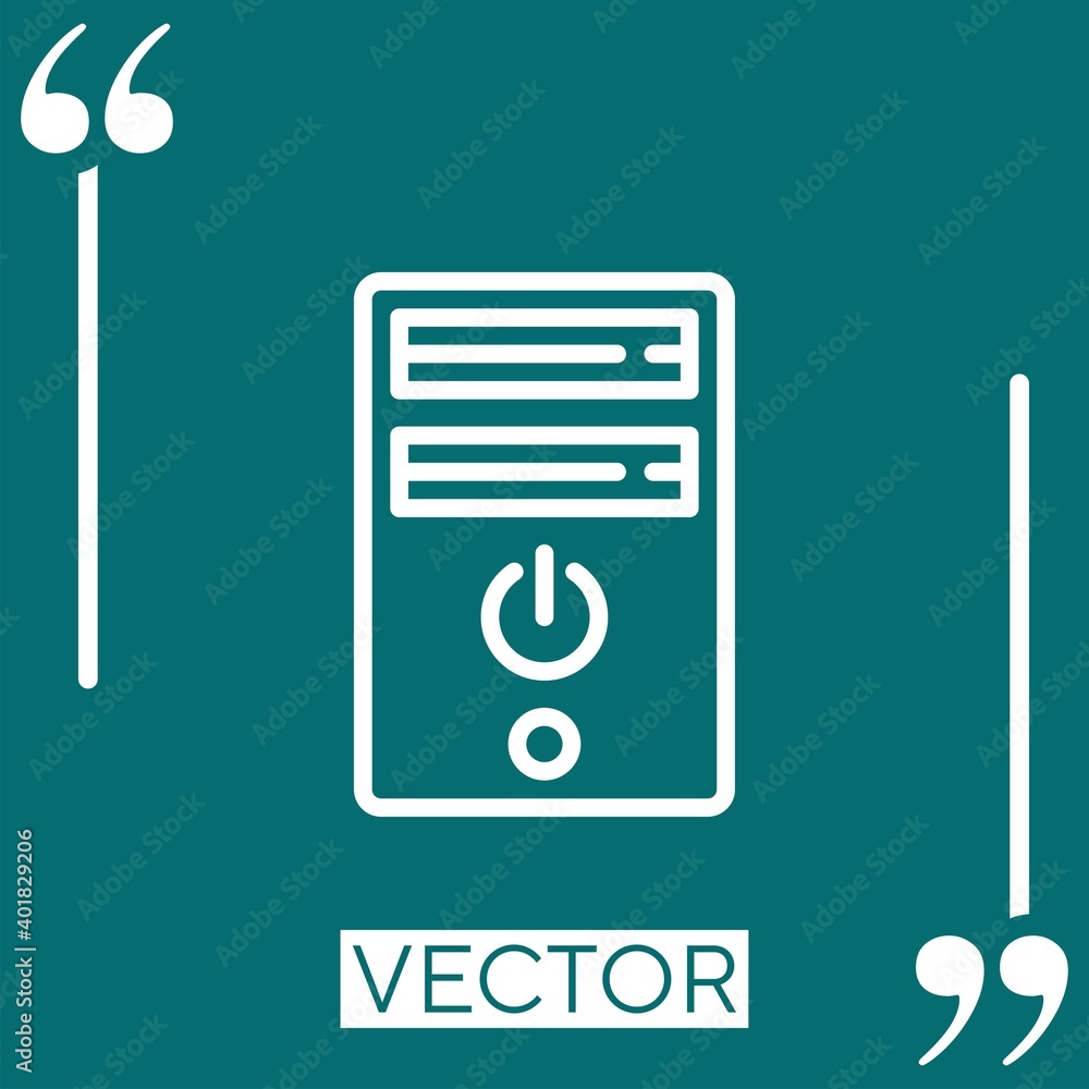 Poster pc tower vector icon linear icon. editable stroke line