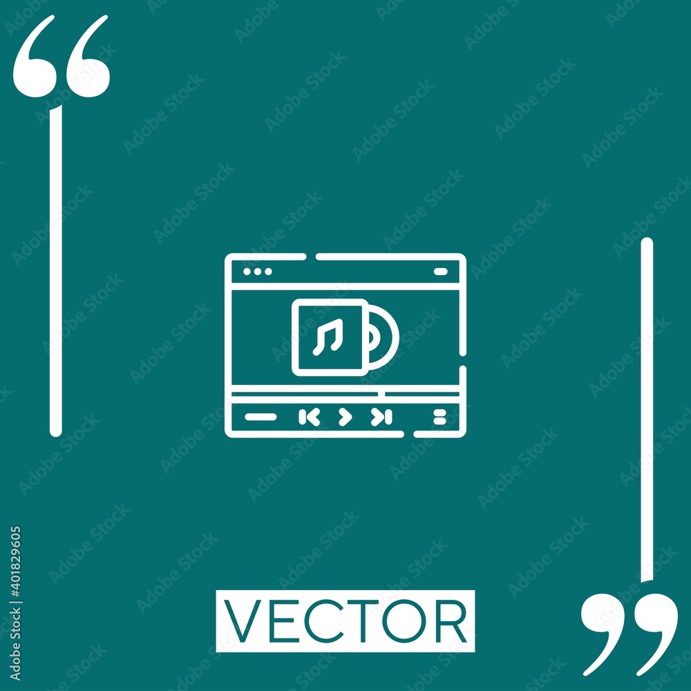 Poster music player vector icon linear icon. editable stroked line