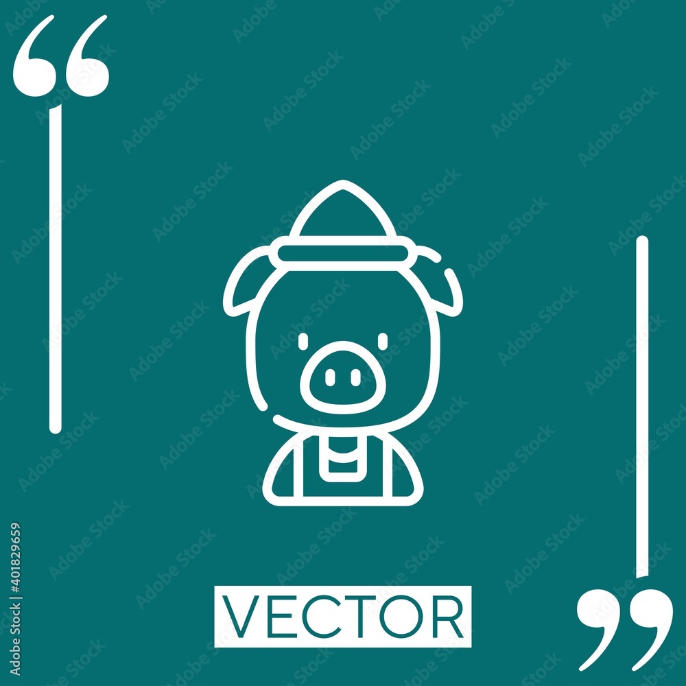 Poster pig vector icon linear icon. editable stroked line