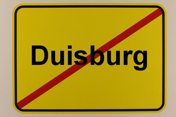 Illustration eines Stadtausgangsschildes der Stadt Duisburg