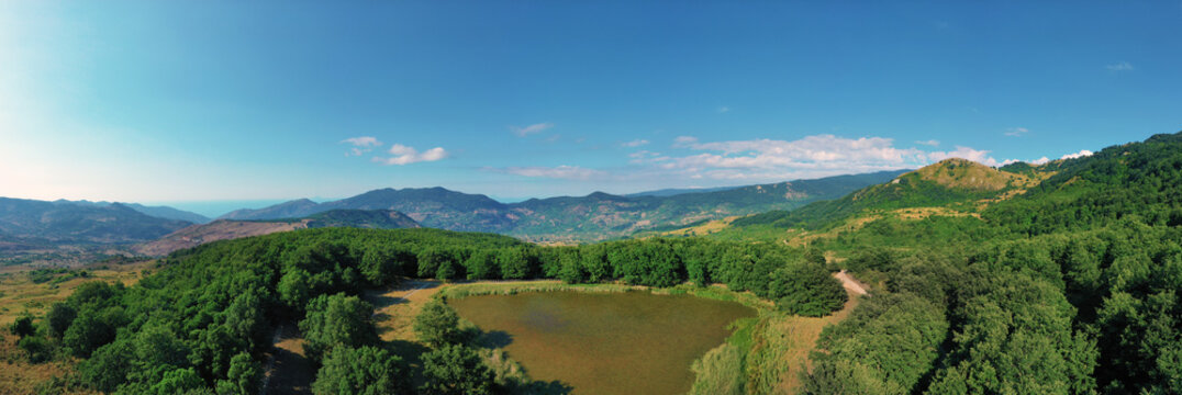 180 degree virtual reality panorama of the Quattrocchi lake in Mistretta on the Nebrodi mountains, Sicily, Italy.
