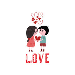 Flat cartoon style illustration isolated on white background. Valentines day.