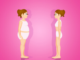 Obraz na płótnie Canvas illustration of little girl with obesity problems