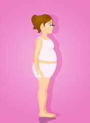 illustration of overweight little girl