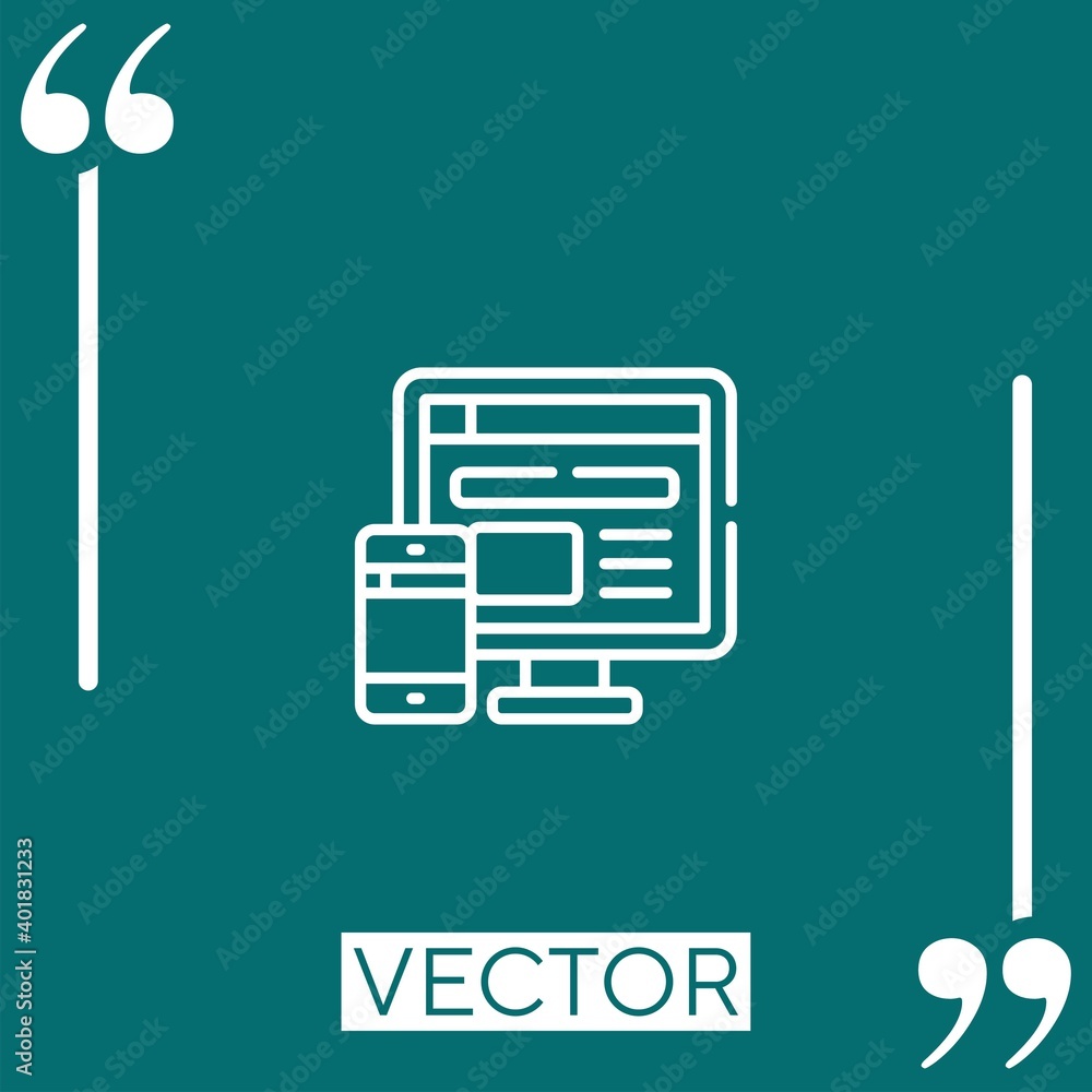 Poster computer vector icon linear icon. editable stroke line