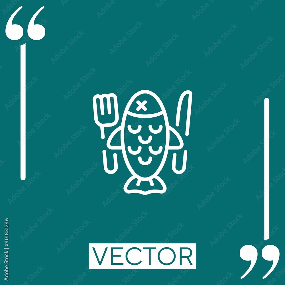 Poster fish vector icon linear icon. editable stroke line
