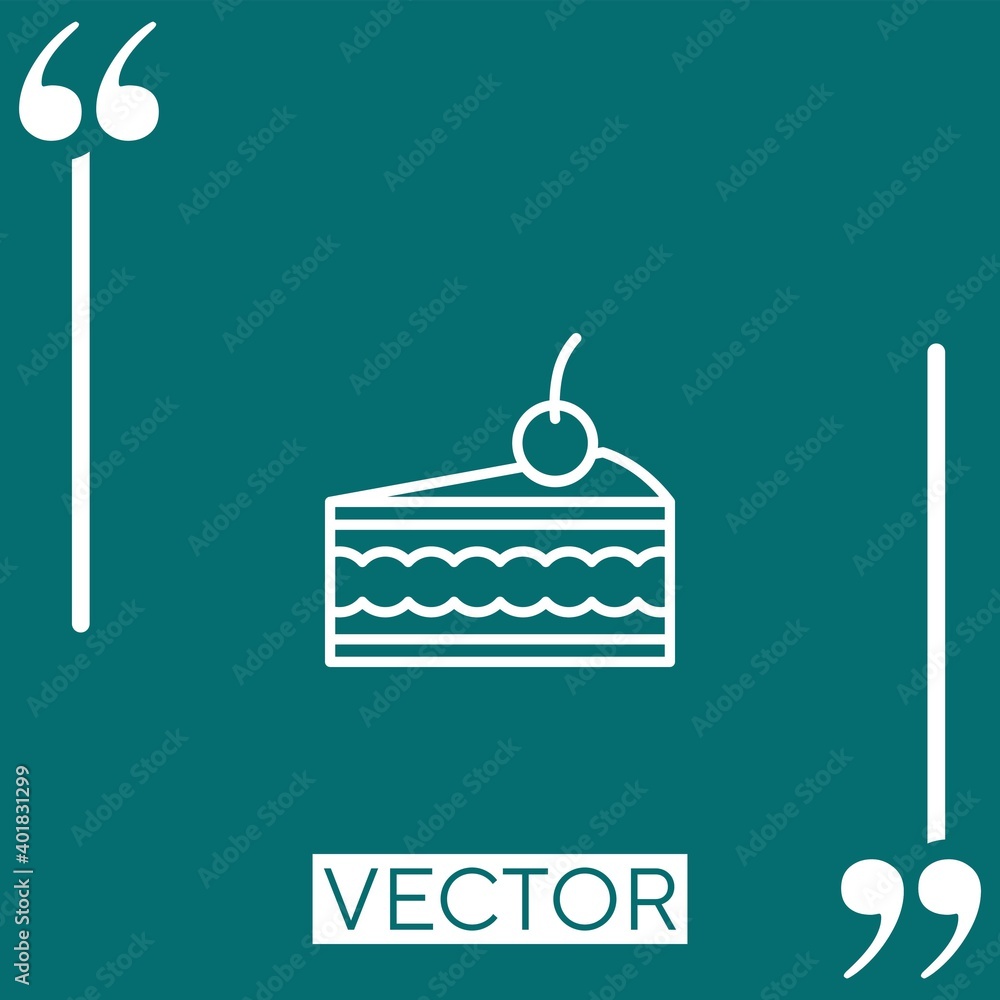 Poster piece of cake with cherry on top vector icon linear icon. editable stroke line