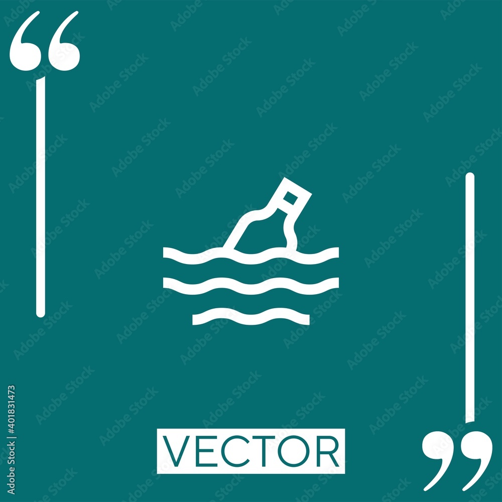 Poster message in a bottle vector icon linear icon. editable stroked line