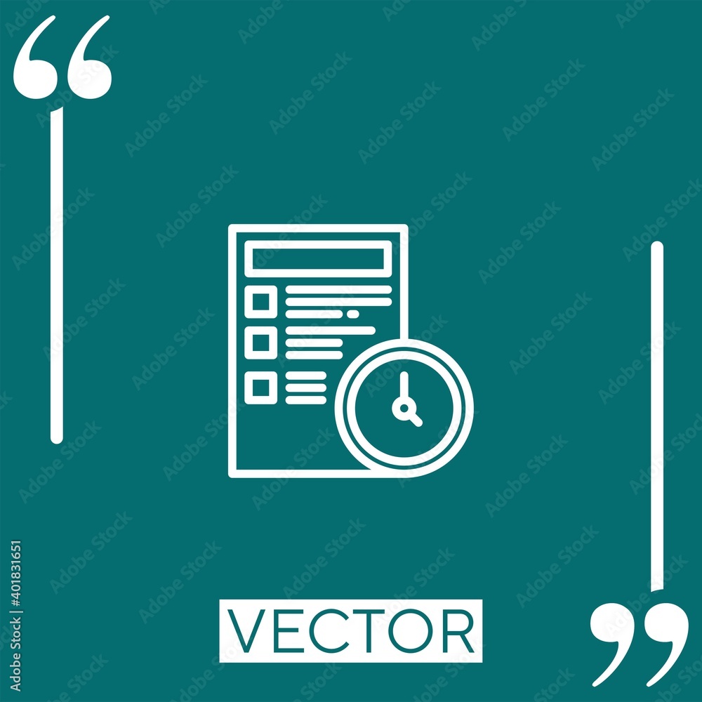 Poster time management vector icon linear icon. editable stroked line