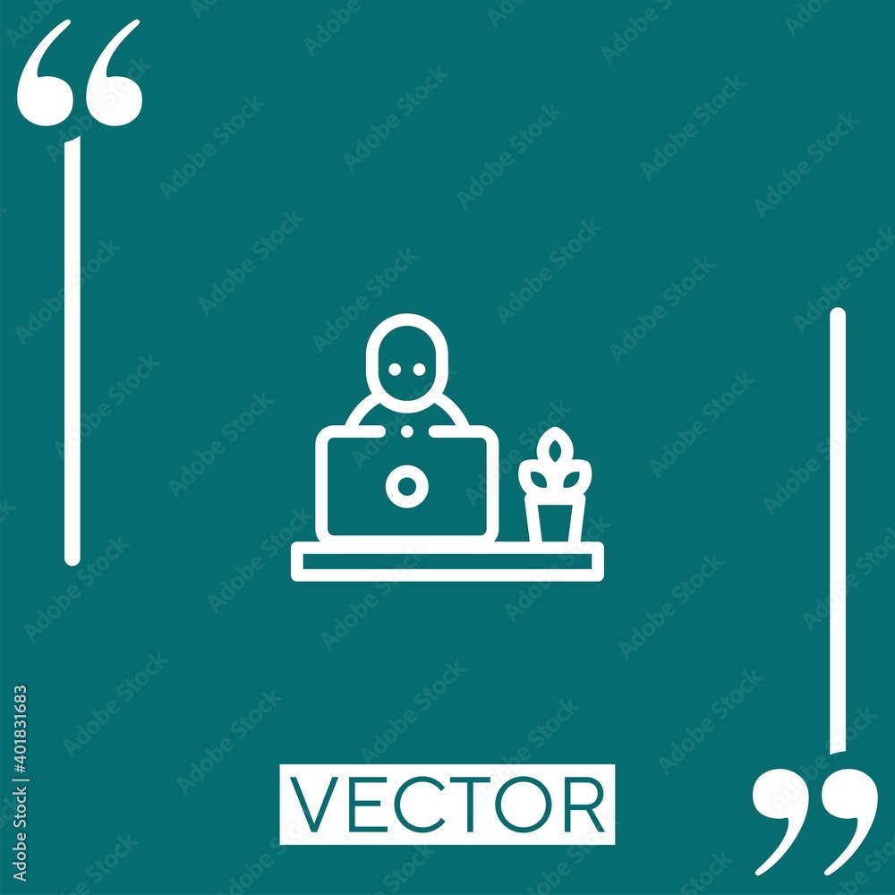 Poster work from home vector icon linear icon. editable stroked line
