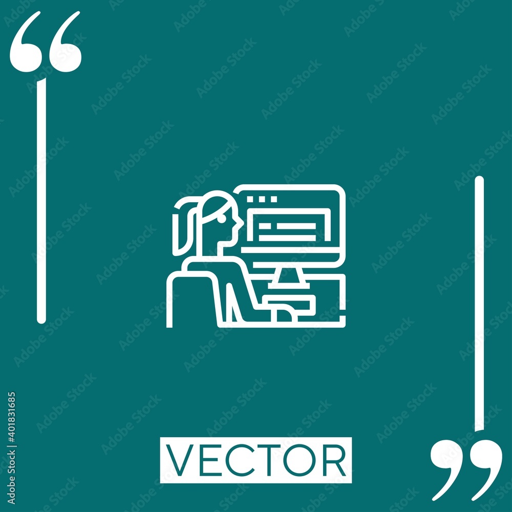 Poster working vector icon linear icon. editable stroked line