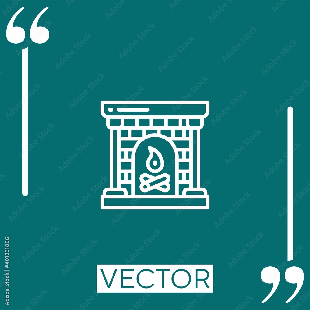 Poster fireplace vector icon linear icon. editable stroked line
