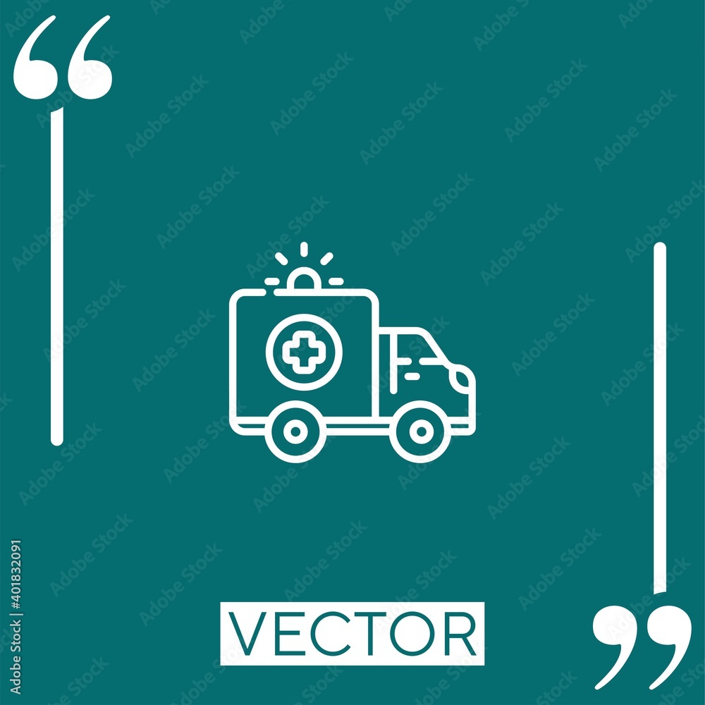 Poster ambulance vector icon linear icon. editable stroked line