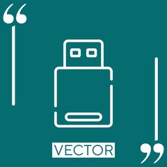 usb   vector icon Linear icon. Editable stroked line